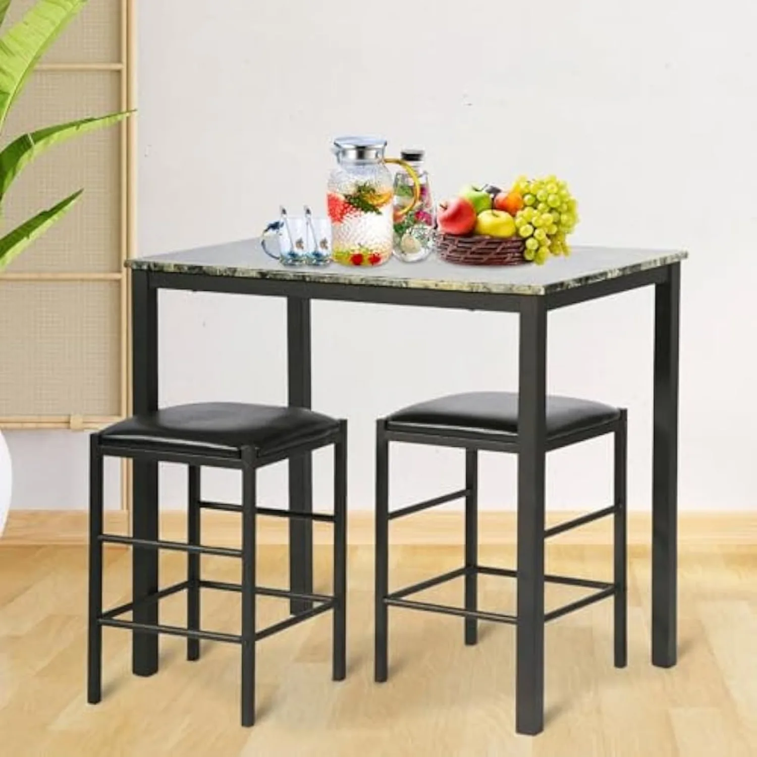 Rectangular Marble Table Top Dining Table Set for Breakfast, Dinner Dining Room and Kitchen